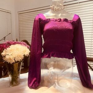 DO+BE Purple Smocked Top